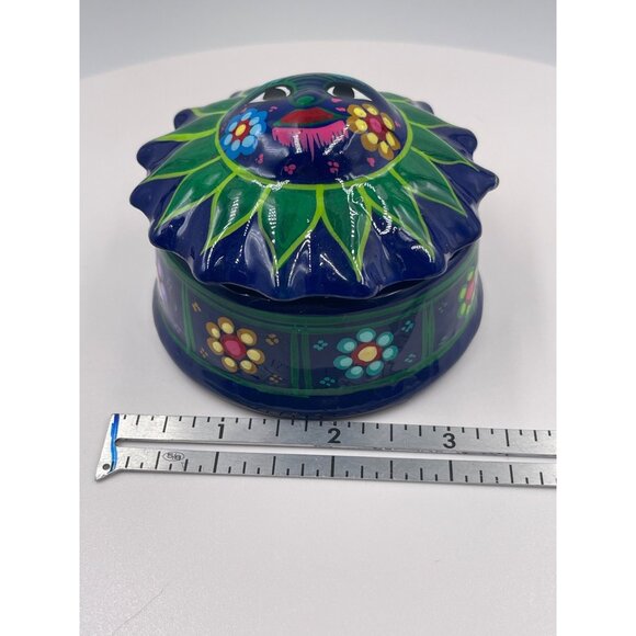 Mexican Folk Art Sun Face Terra Cotta Trinket Box - Small - Picture 10 of 11